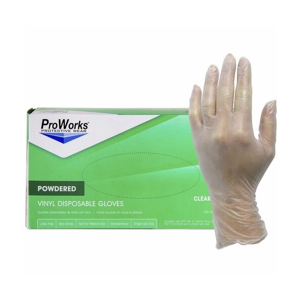 Hospeco Disposable Gloves, Vinyl, Powdered, M, 10 PK, Clear HOSGLV103PM - main